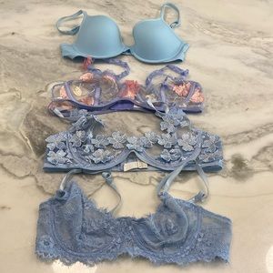 Assortment of blue bras 34B/Medium